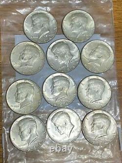 11- 90% Silver Kennedy Half Dollars Pre 1965, Not Junk Silver 5.50 FV