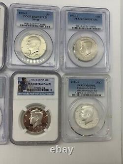 (12) 1964-2014 PCGS & NGC Various Silver & Clad Kennedy Half Dollars 50c