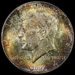 1964 50C MS65 Toned Kennedy Silver Half Dollar PCGS Gold Shield Rainbow Toning