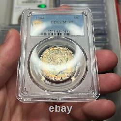 1964 50C MS65 Toned Kennedy Silver Half Dollar PCGS Gold Shield Rainbow Toning