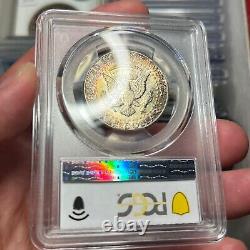 1964 50C MS65 Toned Kennedy Silver Half Dollar PCGS Gold Shield Rainbow Toning