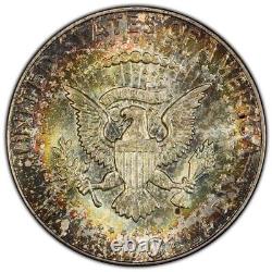 1964 50C MS65 Toned Kennedy Silver Half Dollar PCGS Gold Shield Rainbow Toning