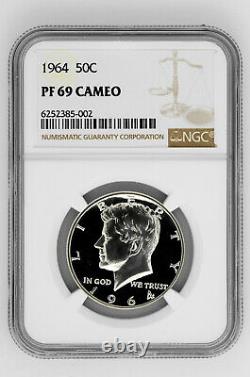 1964 50c Silver Proof Kennedy Half Dollar NGC PF 69 Cameo