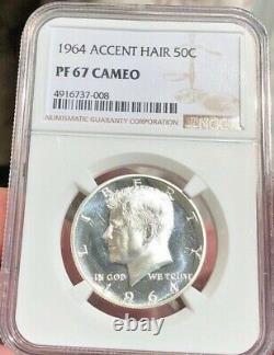 1964 Accented Hair Kennedy Half Dollar NGC PF67 Cameo Freshly Graded