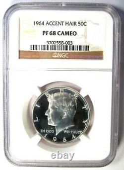 1964 Accented Hair Proof Kennedy Half Dollar 50C NGC PR68 Cameo $1,850 Value