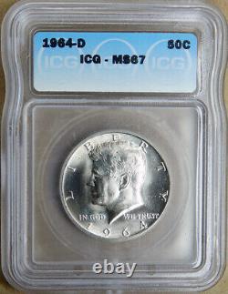 1964-D 50C Kennedy Silver Half Dollar / ICG MS67