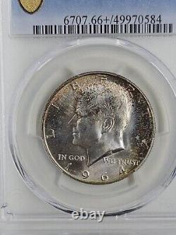 1964 D 50C PCGS MS66+ Kennedy Half Dollar Rainbow Tone