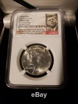 1964 D Kennedy Half Dollar 50c Ngc Choice Bu Fdoi, Original Fed. Res. Mint Bag