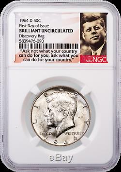 1964-D Kennedy Half Dollar BRILLIANT UNCIRCULATED NGC FIRST DAY OF ISSUE