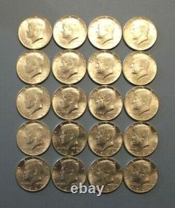 1964-D Kennedy Silver Half Dollar Roll Brilliant Uncirculated, BU (20 Coins) $10