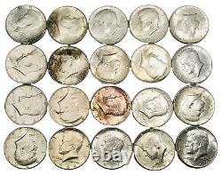 1964 D Kennedy Silver Half Dollar Roll of 20 US Coins 90% Silver 50¢