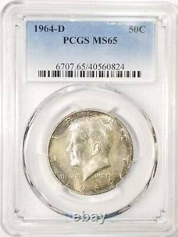 1964-D PCGS MS65 #0823 & #0824 Toned Kennedy Half Dollars