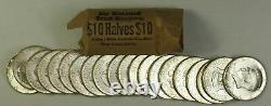1964-D Roll of Kennedy Half Dollars 90% Silver Coins BU Brilliant Uncirculated