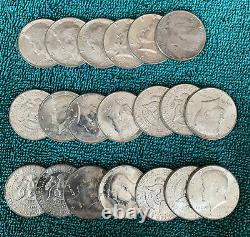 1964 Kennedy 1/2 dollar Roll 20 coins 90% Silver BU