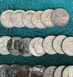 1964 Kennedy 1/2 dollar Roll 20 coins 90% Silver BU