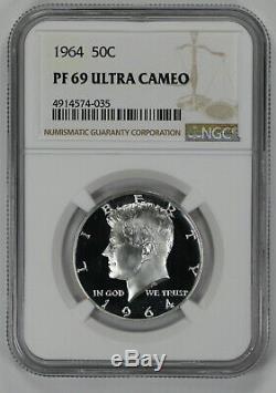 1964 Kennedy Half Dollar 50c Ngc Certified Pf 69 Proof Unc Ultra Cameo (035)