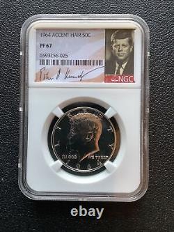 1964 Kennedy Half Dollar Accented Hair Proof PF 67 Signature