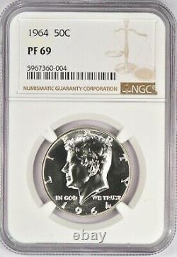 1964 Kennedy Half Dollar Proof NGC PF 69 / PR69 Spot Free Coin