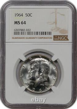 1964 Kennedy Half Dollar Silver Ngc Ms 64 Beautiful Luster Unc