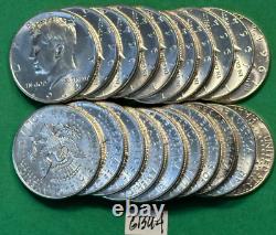 1964 Kennedy Silver Half Dollars Roll 20 BU Coin BU Silver Half Dollars 6BU4