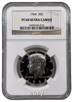 1964 NGC PF68 Ultra Cameo Kennedy Half Dollar UCAM PR PROOF DCAM Silver GEM 2016