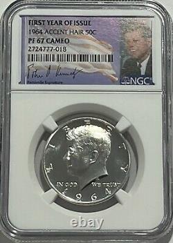 1964 Ngc Pf67 Cameo Proof Silver Kennedy Accent Hair 50c First Year Of Issue