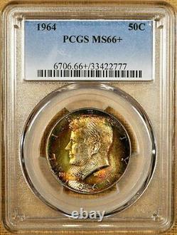 1964 PCGS MS66+ Kennedy Half Dollar Wicked Obverse Color WOW