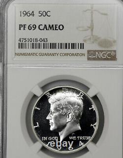 1964 PF69 Cameo Kennedy Half Dollar 50c Proof, NGC Graded PR69 CAM