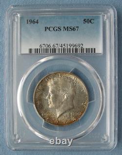 1964 P Kennedy Half Dollar PCGS Graded MS67 Toned (50C)