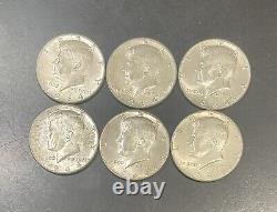 1964-P Kennedy Half Dollars (6). 90% Silver. Mint State (MS) Per CoinSnap