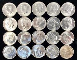 1964 P Kennedy Half Dollars 90% Silver UNC Roll of (20) Coins $10 Face Value