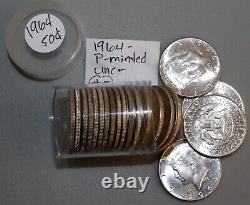 1964 P Minted Kennedy Silver Half Dollars Roll of 20 50c US Coins Uncirculated