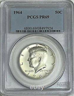 1964 Pcgs Pr69 Silver Proof Kennedy Half Dollar Bright White Coin 50c