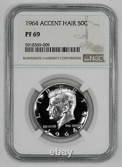 1964 Proof Kennedy Half Dollar 50c Accent Hair Ngc Certified Pf 69 (009)