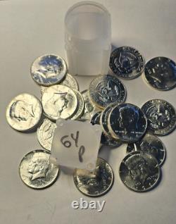 1964 Silver 90%Gem BU Kennedy Half Dollar 20 Coin=10 Face Roll Uncirculated