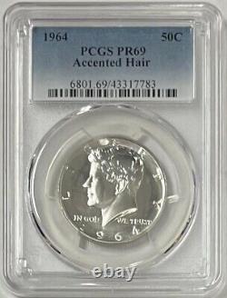 1964 Silver Kennedy Half Dollar Accented Hair PCGS PR69 Pop 63
