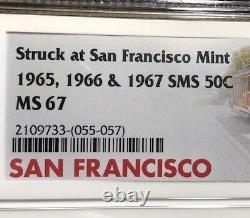 1965 1966 1967 Sms Set Ngc Ms67 Silver Jfk Kennedy Choice Bu Half Dollars