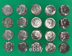 1965-69 Kennedy Half Dollars 40% Silver Brilliant Uncirculated Rand 20 Coin Roll