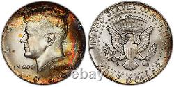 1966 50c PCGS MS 67 LOW POP SILVER KENNEDY HALF DOLLAR WITH COLOR