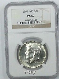 1966 SMS MS 69 Kennedy Half Dollar PCGS & NGC Population is 19