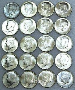 1967 Kennedy Half Dollar 40% Silver Gem BU Original roll of 20 coins #A42