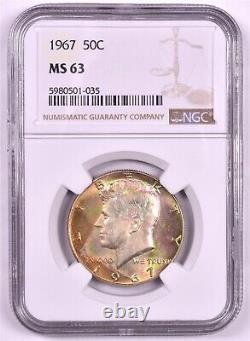 1967 Kennedy Half Dollar NGC MS63 Blazing Toning