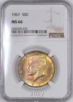 1967 Kennedy Silver Half Dollar Colorful Toning 50C NGC MS66