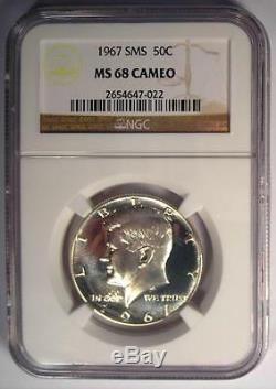 1967 SMS Kennedy Half Dollar 50C Coin NGC MS68 Cameo PQ $825 Value