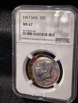 1967 SMS Kennedy Half Dollar 50C NGC MS67 Beautiful Toning