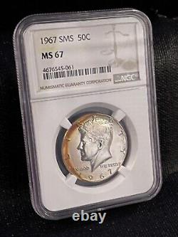 1967 SMS Kennedy Half Dollar 50C NGC MS67 Beautiful Toning