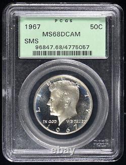 1967 SMS Kennedy Half Dollar PCGS MS68 DCAM Old Green Holder