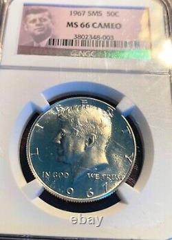 1967 SMS NGC MS 66 Cameo Kennedy Half Dollar, MS66 Cam 50C, Portrait Label