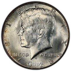 1968 D MS65 PCGS Silver Kennedy Half Dollar 0.50¢. INSANE MONSTER RAINBOW TONED