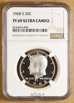 1968 S Proof Kennedy Silver Half Dollar NGC PF 69 Ultra Cameo